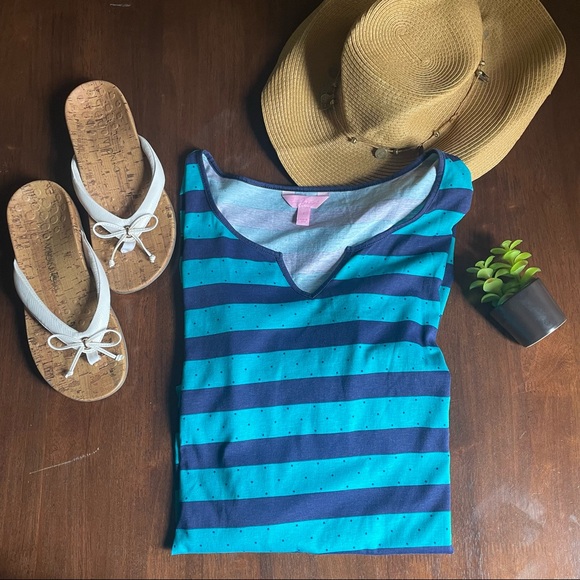 Lilly Pulitzer Gretchen Blue Tropez Polka Dot Dress Size Large - Picture 4 of 13